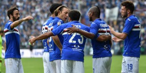 25-10-15 SAMPDORIA-HELLAS VERONA CAMPIONATO 15-16 ESULTA SAMP DOPO GOL 1-0 LUIS MURIEL