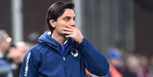 06-12-15 SAMPDORIA-SASSUOLO CAMPIONATO SERIE A 15-16 VINCENZO MONTELLA, LA MANO SULLA BOCCA, INCREDULO