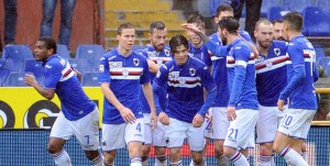 28-02-16 SAMPDORIA-FROSINONE CAMPIONATO SERIE A TIM 15-16 ESULTA SAMP DOPO GOL FERNANDO 1-0