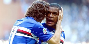 24-04-16 SAMPDORIA-LAZIO CAMPIONATO SERIE A TIM 15-16 FERNANDO ESULTA CON DODO DOPO GOL 1-1