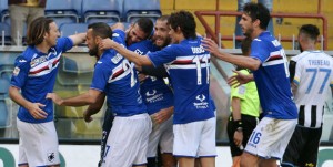 10-04-16 SAMPDORIA-UDINESE CAMPIONATO SERIE A TIM 15-16 ESULTA SAMPDORIA DOPO GOL 1-0 LUIS MURIEL