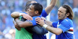 10-04-2016: GENOVA, SAMPDORIA-UDINESE CAMPIONATO SERIE A TIM 2015-2016 Esultanza Sampdoria