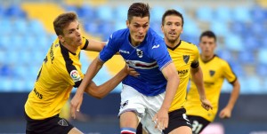 Malaga (Spagna), 06/08/2016 Sampdoria/Malaga-Sampdoria (Trofeo Costa del Sol) Diego Javier Llorente Rios-Patrik Schick