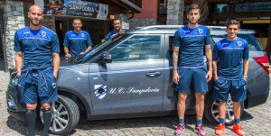 Pontedilegno (Brescia), 29/07/2016 Sampdoria/Ritiro 2016-17 - Foto gruppo Hotel Acquaseria-Ssangyong Lorenzo De Silvestri-Angelo Palombo-Fabio Quagliarella-Ricardo Gabriel Alvarez-Lucas Sebastian Torreira - Ssangyong