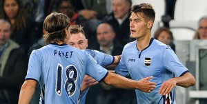 26-10-2016  JUVENTUS - CAMPIONATO SERIE A TIM 2016 2017 JUVENTUS SAMPDORIA esultanza della sampdoria dopo il gol di patrik schick