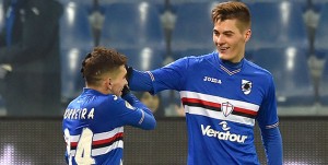 Genova, 12/02/2017 Serie A/Sampdoria-Bologna Gol Sampdoria (2-1): esultanza Lucas Sebastian Torreira-Patrik Schick