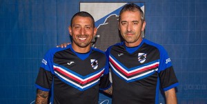 Bogliasco (Genova), 05/07/2017 Sampdoria/Allenamento Primo allenamento stagione 2017-18: Angelo Palombo (collaboratore tecnico Sampdoria)-Marco Giampaolo (allenatore Sampdoria)