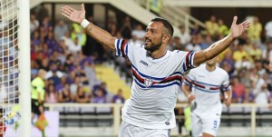 27-08-17 FIORENTINA-SAMPDORIA CAMPIONATO SERIE A TIM 17-18 FABIO QUAGLIARELLA ESULTA DOPO RIGORE GOAL 0-2