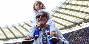11-09-16 ROMA-SAMPDORIA IL PRESIDENTE MASSIMO FERRERO CON IL FIGLIO ROCCO