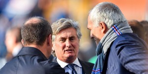 Genova, 19/11/2017 Serie A/Sampdoria-Juventus Carlo Osti (d.s. Sampdoria)-Daniele Prade (responsabile area tecnica Sampdoria)-Antonio Romei (avvocato Massimo Ferrero)