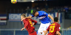 24-01-2018: GENOVA, SAMPDORIA-ROMA CAMPIONATO SERIE A TIM 2017-2018 Edin Dzeko e Gian Marco Ferrari