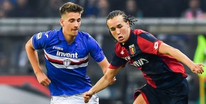 Genova, 07/04/2018 Serie A/Sampdoria-Genoa Dennis Praet-Diego Sebastian Laxalt