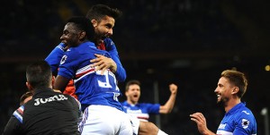 18-04-2018: GENOVA, SAMPDORIA-BOLOGNA CAMPIONATO SERIE A TIM 2017-2018 Duvan Zapata esulta con i compagni