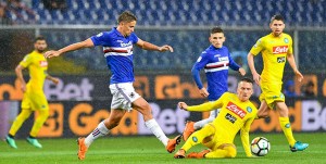 Genova, 13/05/2018 Serie A/Sampdoria-Napoli Gaston Exequiel Pereyra Ramirez-Piotr Sebastian Zielinski-Lucas Sebastian Torreira-Jorge Luiz Frello Filho Jorginho